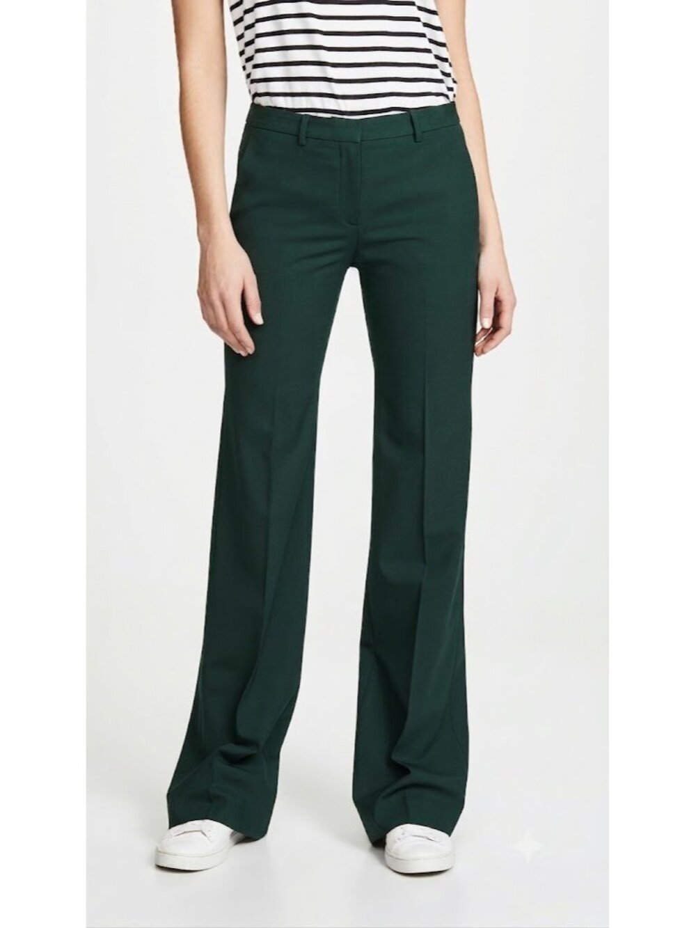 NWT Theory Demitria in Dark Billiard Green New Stretch Wool Wide Leg Pants 00